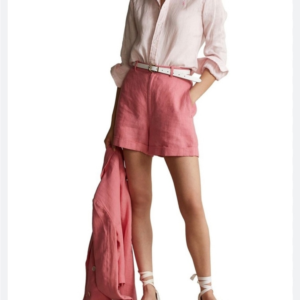 Polo Ralph Lauren Women’s Linen Shorts 4 Pockets closed Light Red Size 6 New